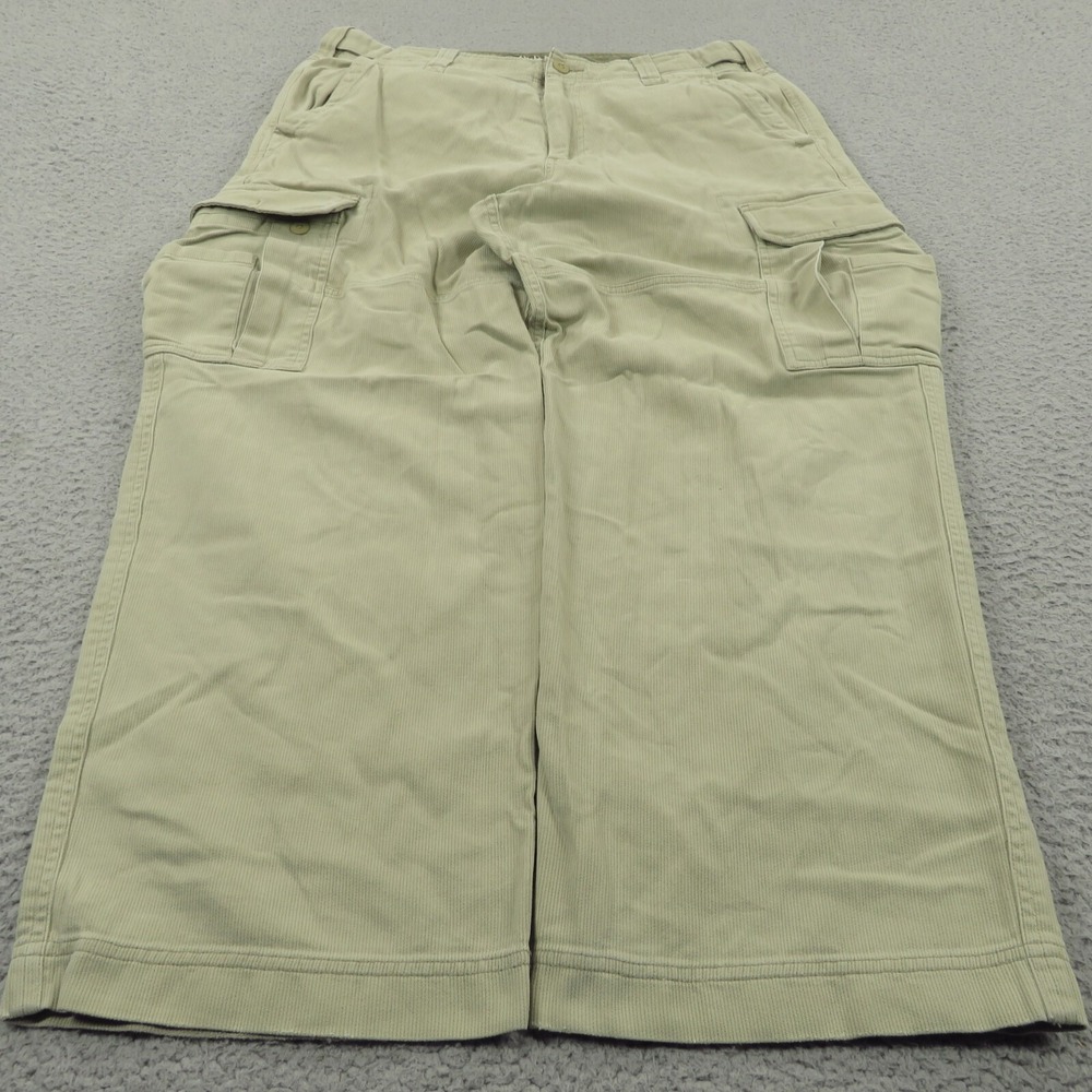 Old Navy Mens Baggy Cargo Pants 32 Beige Corduroy Y2K Skater Wide Leg Pipes